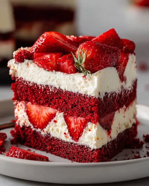 Red Velvet Strawberry Cheesecake Recipe - Recipe Image