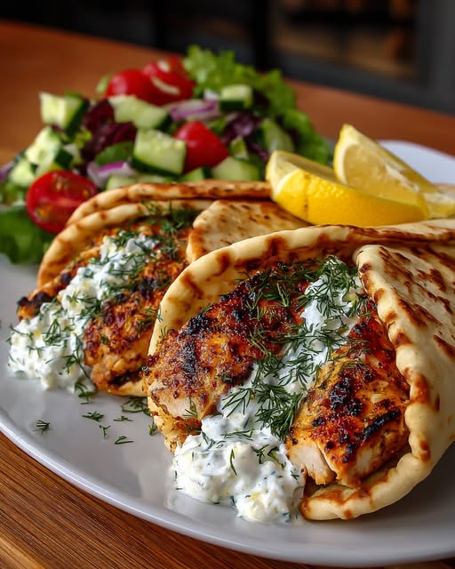 Pita Wraps with Creamy Garlic Feta Sauce Recipe