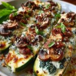 Spinach Mushroom and Ricotta Stuffed Zucchini Boats Recipe