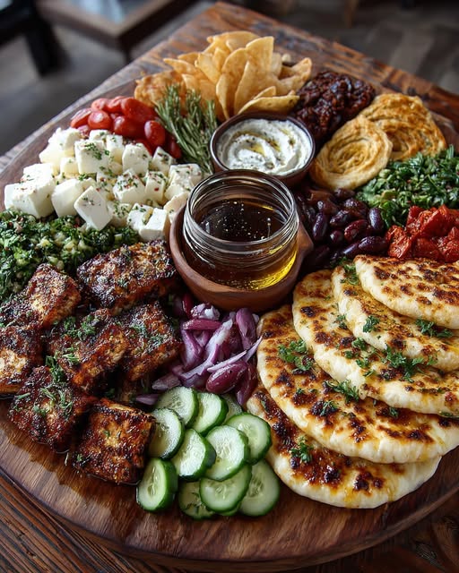 Rustic Mediterranean Flatbread and Cheese Board Recipe - Recipe Image