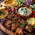 Greek Grilled Chicken Souvlaki Mezze Board with Fresh Herbs Recipe