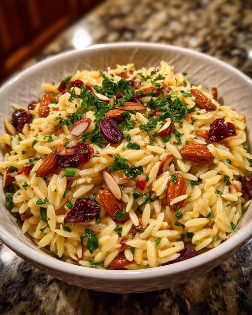 Apple, Celery & Almond Orzo with Honey Mustard Recipe 4 Apple, Celery & Almond Orzo with Honey Mustard Recipe - Recipe Image