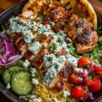 Mediterranean Chicken Pita Bowl with Spicy Feta Sauce Recipe