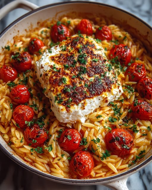 Baked Tomato & Feta Orzo Casserole Recipe