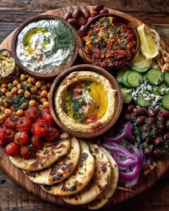 Mediterranean Grazing Board with Fresh Dips Recipe