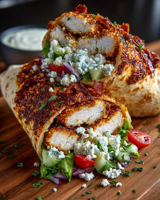 en Wrap with Spicy Garlic Yogurt Drizzle Recipe - Recipe Image