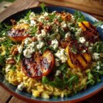 Grilled Peach & Arugula Orzo with Goat Cheese Recipe