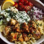 Mediterranean Chicken Power Bowl with Yogurt Feta Sauce Recipe