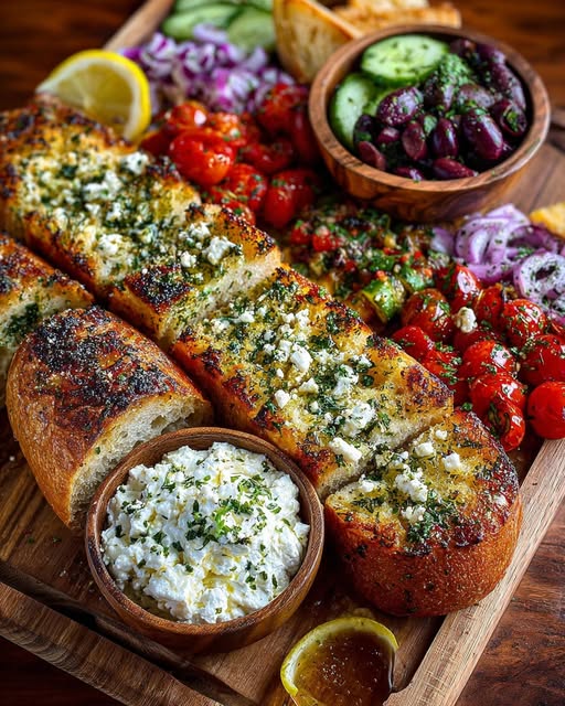 Rustic Mediterranean Toasted Bread and Feta Board Recipe