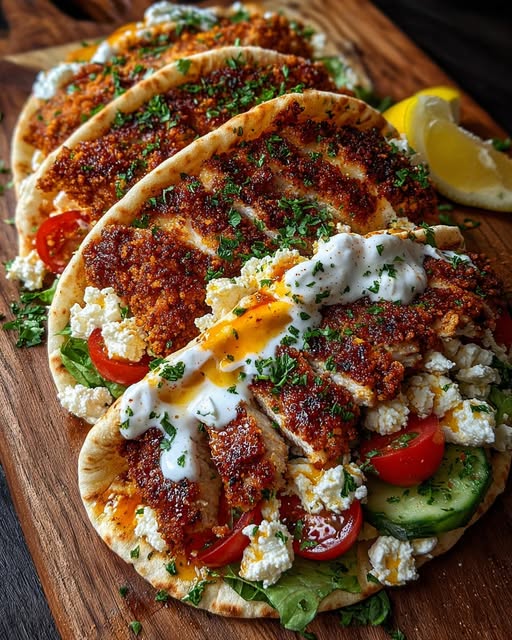 Chicken Pita with Garlic Yogurt Drizzle Recipe - Recipe Image
