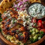 Mediterranean Chicken Pita Bowl with Garlic Feta Sauce Recipe
