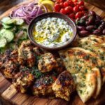 Greek Chicken Souvlaki Grazing Board with Feta Dip Recipe
