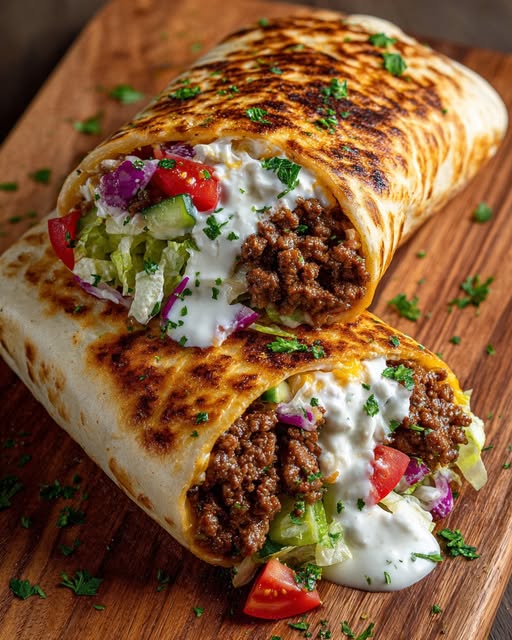 Wrap with Garlic Hot Honey Yogurt Sauce Recipe - Recipe Image