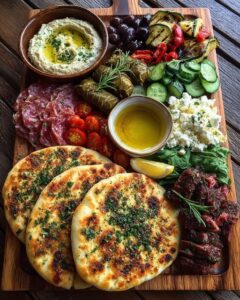 Rustic Mediterranean Flatbread and Tapas Board Recipe