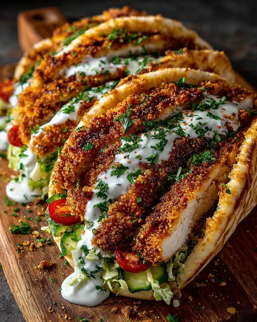 Chicken Pita with Creamy Yogurt Drizzle Recipe - Recipe Image
