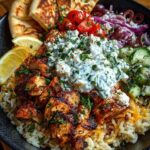 Mediterranean Chicken Pita Bowl with Herb Feta Sauce Recipe