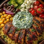 Mediterranean Chicken Power Bowl with Yogurt Feta Dip Recipe